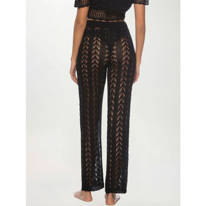 Relaxed High Waist Wide Leg Beach Crochet Knit Cover-Up Pants