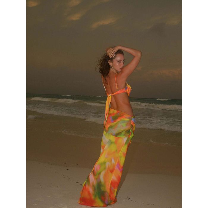 Sunshine Tie Dye Cutout Chiffon Beach Slip Maxi Dress