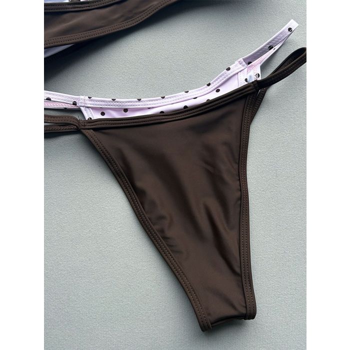Active Polka Dot String High-Cut Double Layer Crop Two-Piece Bikini…