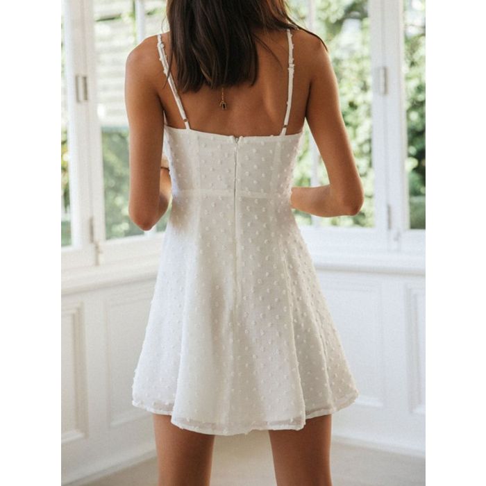 Fresh Sweetheart Fit and Flare Resort Dotted Chiffon Slip Mini Dress