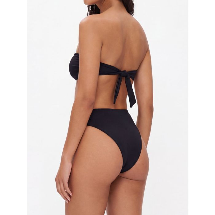 Sparkly Metallic Shell Bandeau High-Leg High-Cut Two-Piece Bikini S…