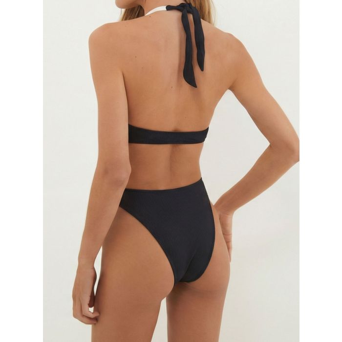 Crystal Leaf High-Cut Bicolor Wrap Cutout Monokini One-Piece Swimsu…