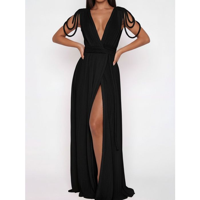 Convertible Braided Strappy Epaulette Shoulder Resort Wrap Maxi Dre…