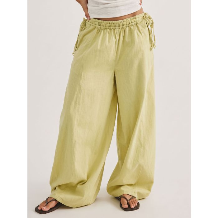 Relaxed Side Tie High Waist Wide Leg Linen Blend Resort Palazzo Pan…