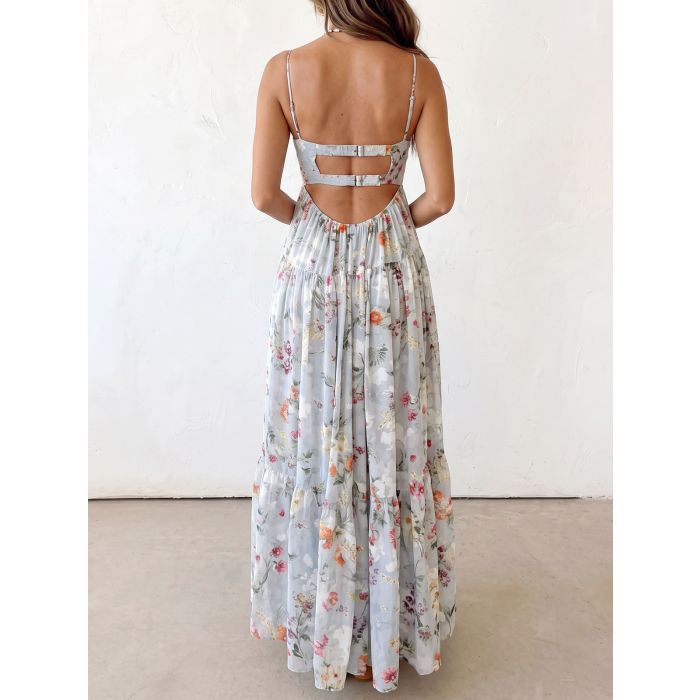 Relaxed Floral Sweetheart Empire Waist Resort Babydoll Cami Maxi Su…