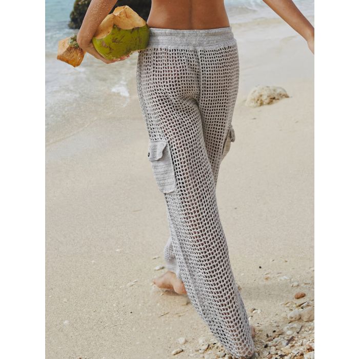 Cool High Waist Cargo Pocket Beach Crochet Knit Cover-Up Pants
