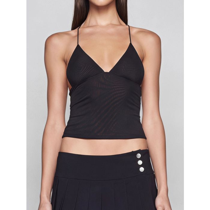 Flattering Lace Butterfly Strappy Back Resort Spaghetti Mesh Crop T…