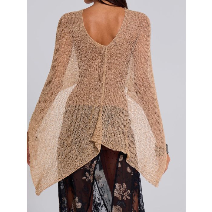 Versatile Boat Shoulder Resort Asymmetrical Oversized Knit Poncho T…