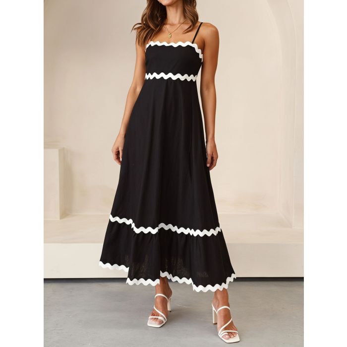 Relaxed Ric Rac Square Neck Empire Waist Resort Babydoll Slip Maxi…