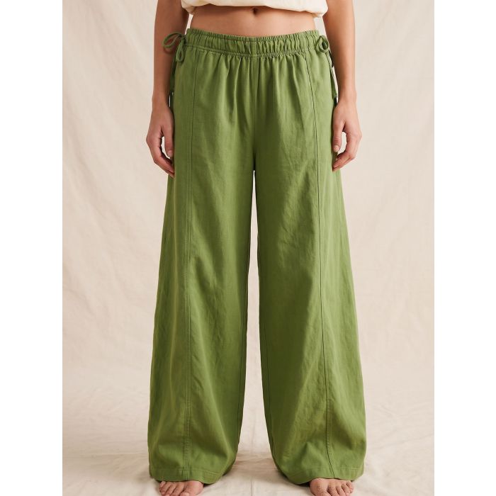 Relaxed Side Tie High Waist Wide Leg Linen Blend Resort Palazzo Pan…