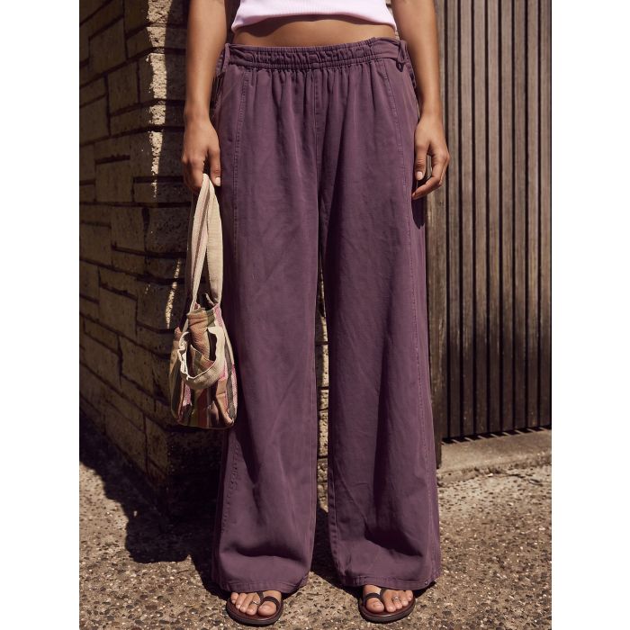 Relaxed Side Tie High Waist Wide Leg Linen Blend Resort Palazzo Pan…