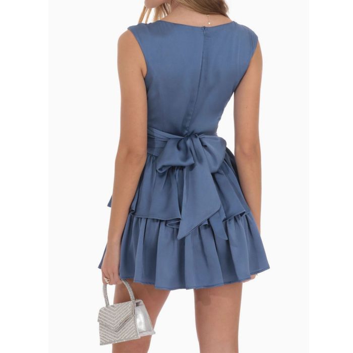 Playful Square Neck Cap Sleeve Resort Layered Ruffle Mini Dress