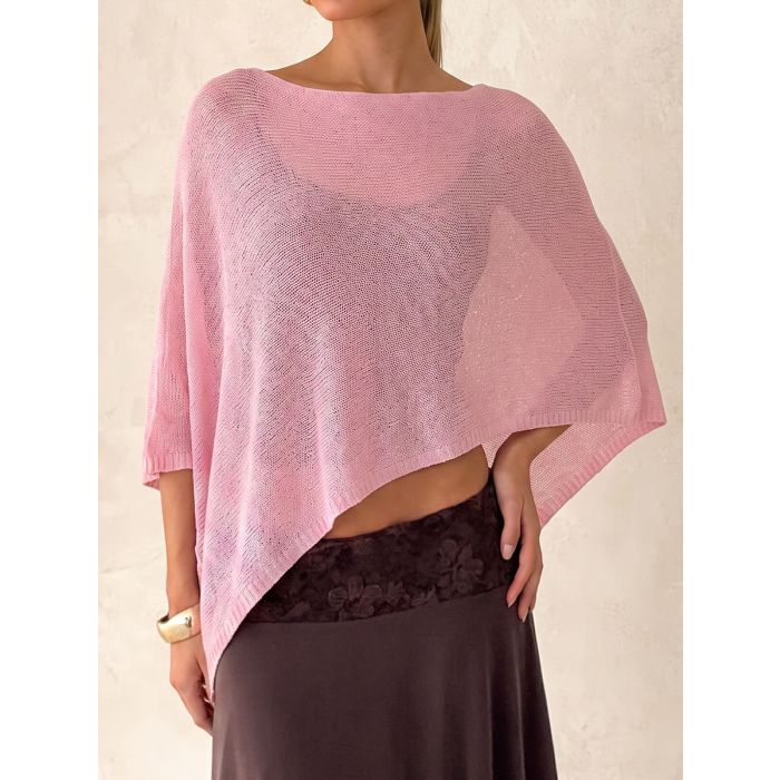 Versatile Boat Shoulder Resort Asymmetrical Oversized Knit Poncho T…