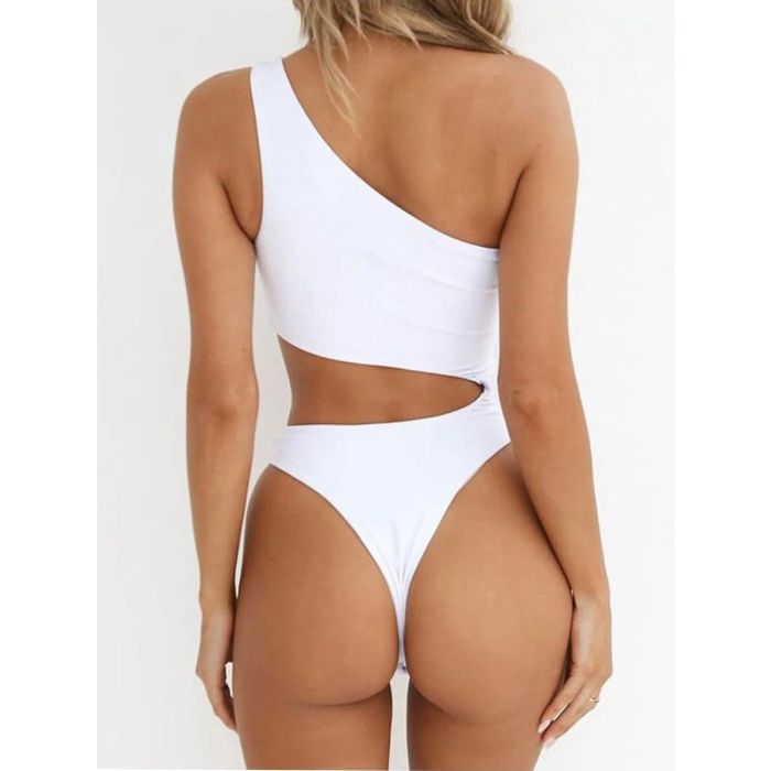 Asymmetrical Cutout High-Leg One-Piece Swimsuit