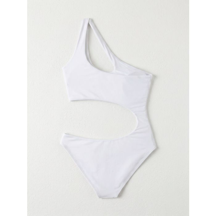 Asymmetrical Cutout High-Leg One-Piece Swimsuit