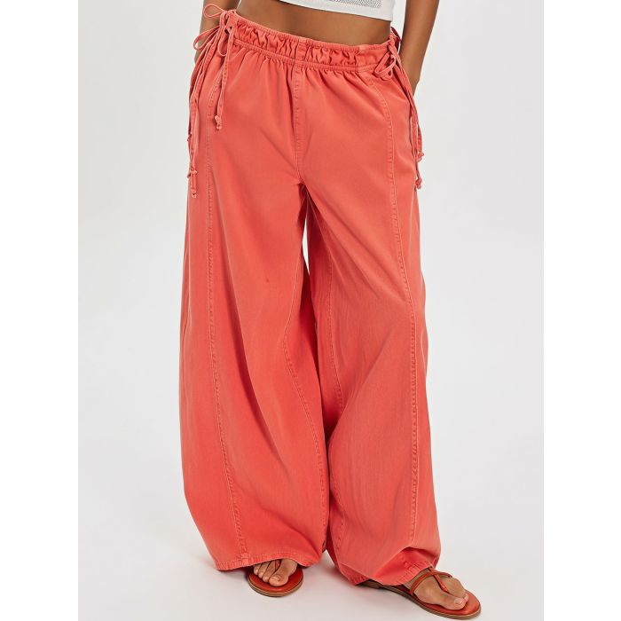 Relaxed Side Tie High Waist Wide Leg Linen Blend Resort Palazzo Pan…