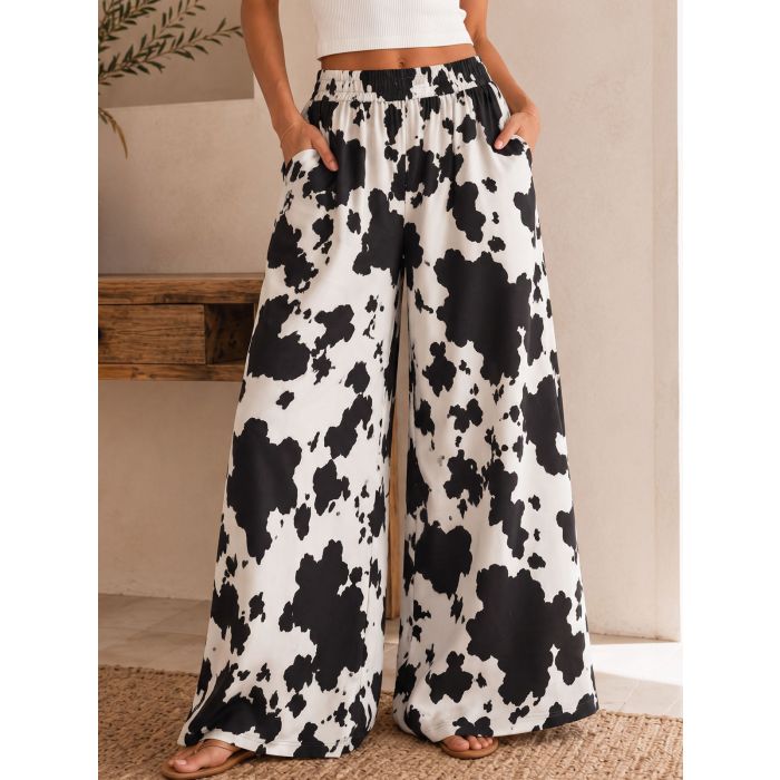 Breezy High Waist Wide Leg Tropical Resort Palazzo Pants