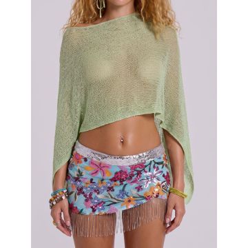 Versatile Boat Shoulder Resort Asymmetrical Oversized Knit Poncho T…